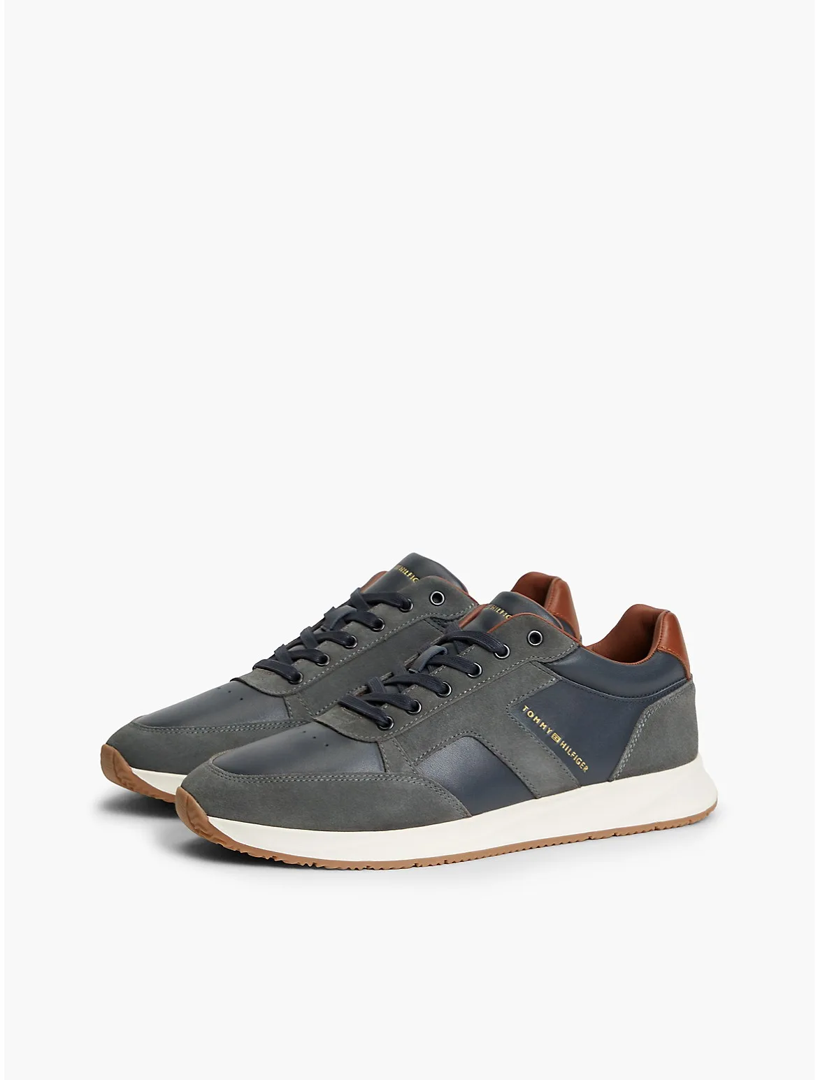 T-Logo Mixed-Leather Runner Sneaker