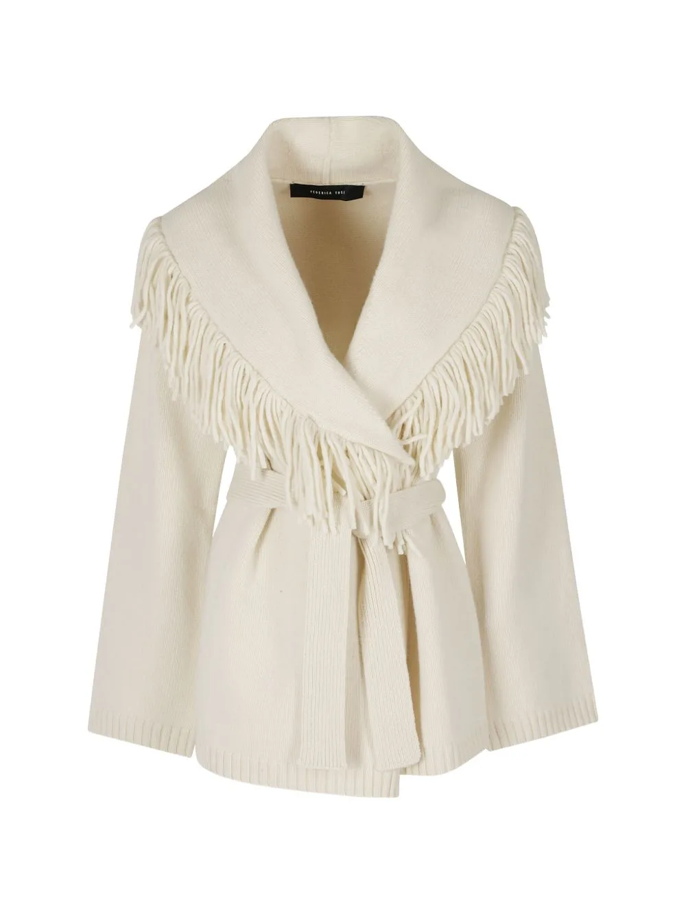 Fringe-Trim Belted Cardigan by Federica Tosi