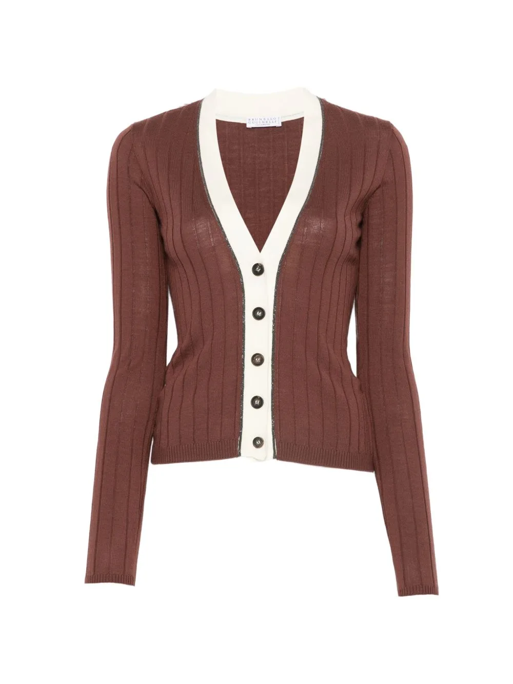 Monili-Trim Ribbed Cardigan by Brunello Cucinelli
