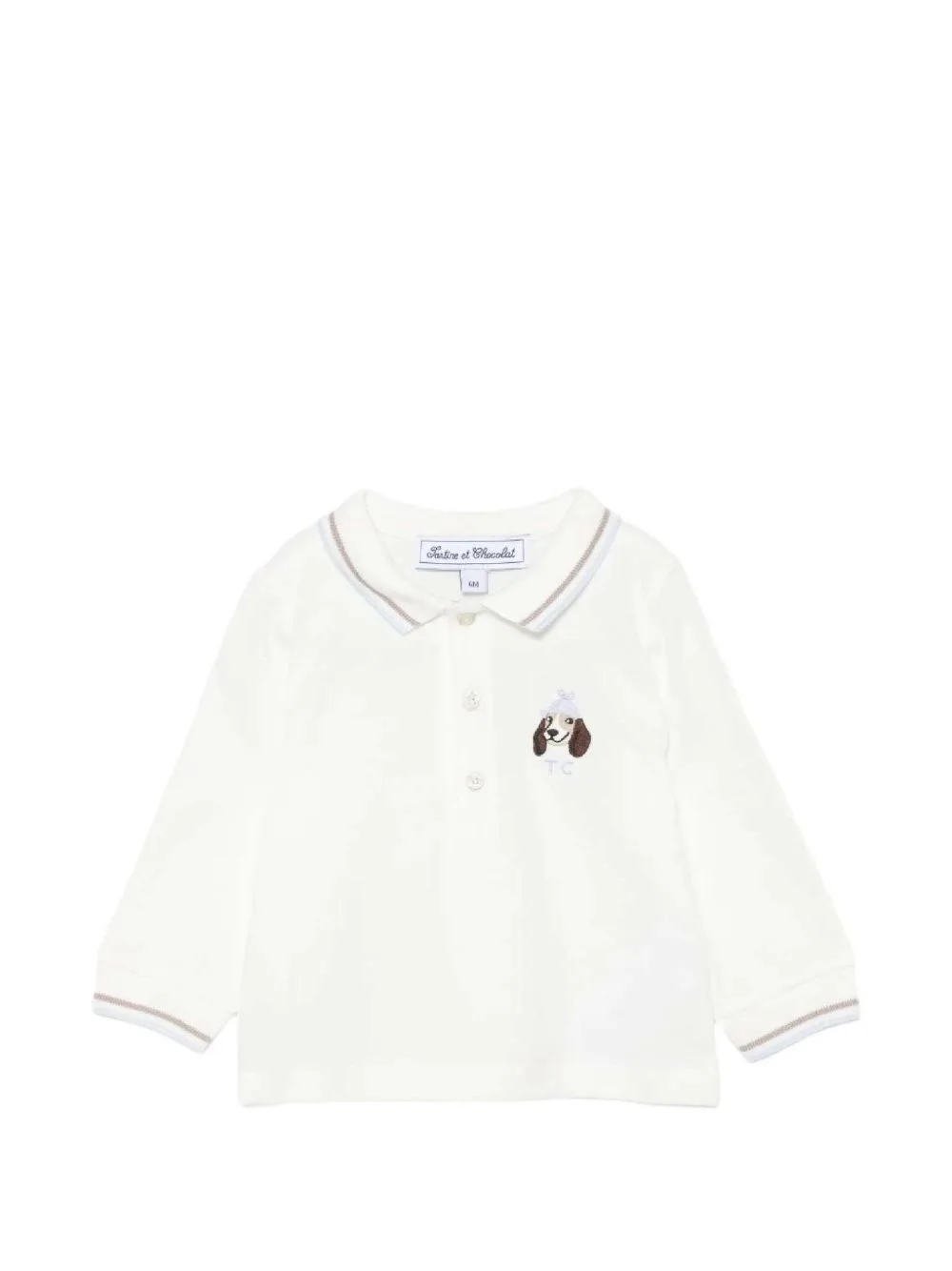 Dog-Embroidered Long-Sleeve Polo Shirt by Tartine Et Chocolat