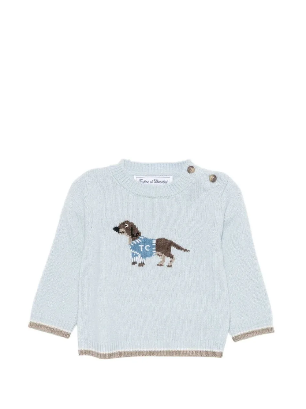 Intarsia-Knit Button-Fastening Sweater by Tartine Et Chocolat