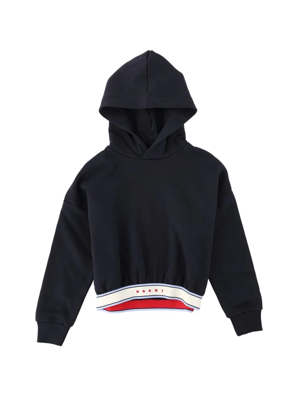 Logo-Detail Striped-Trim Hoodie by Marni Kids