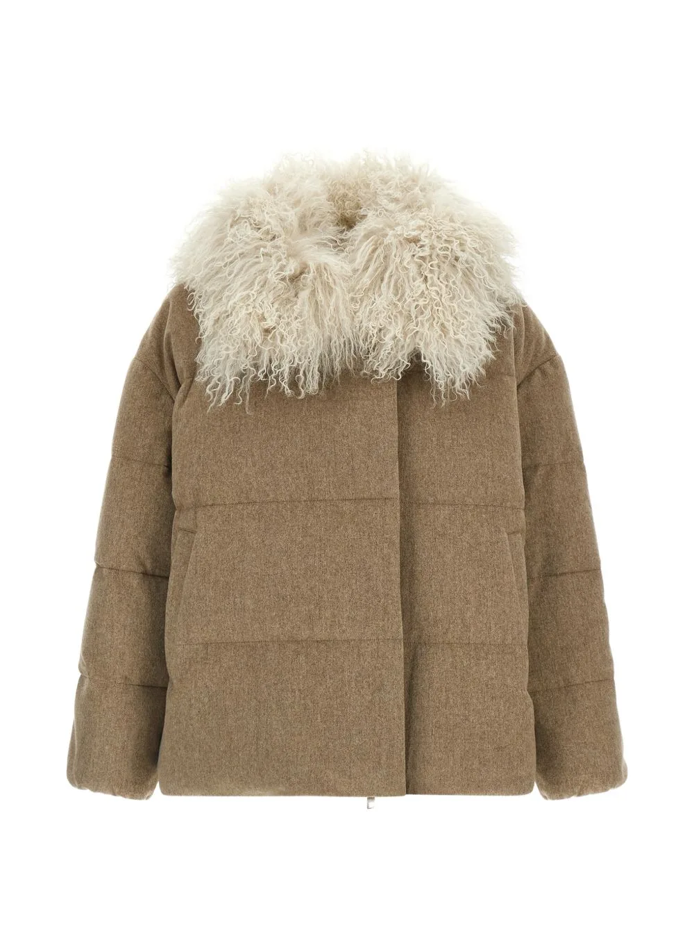 Quilted Fur-Trim Single-Breasted Coat by Army By Yves Salomon