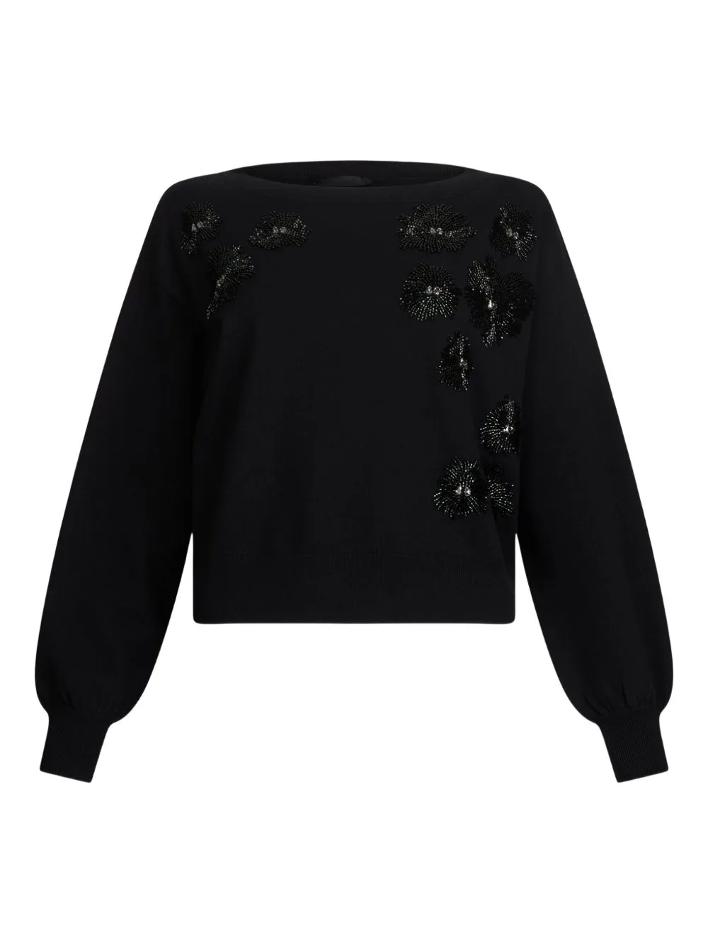 Rhinestone-Embellished Puff-Sleeve Sweater by LIU JO