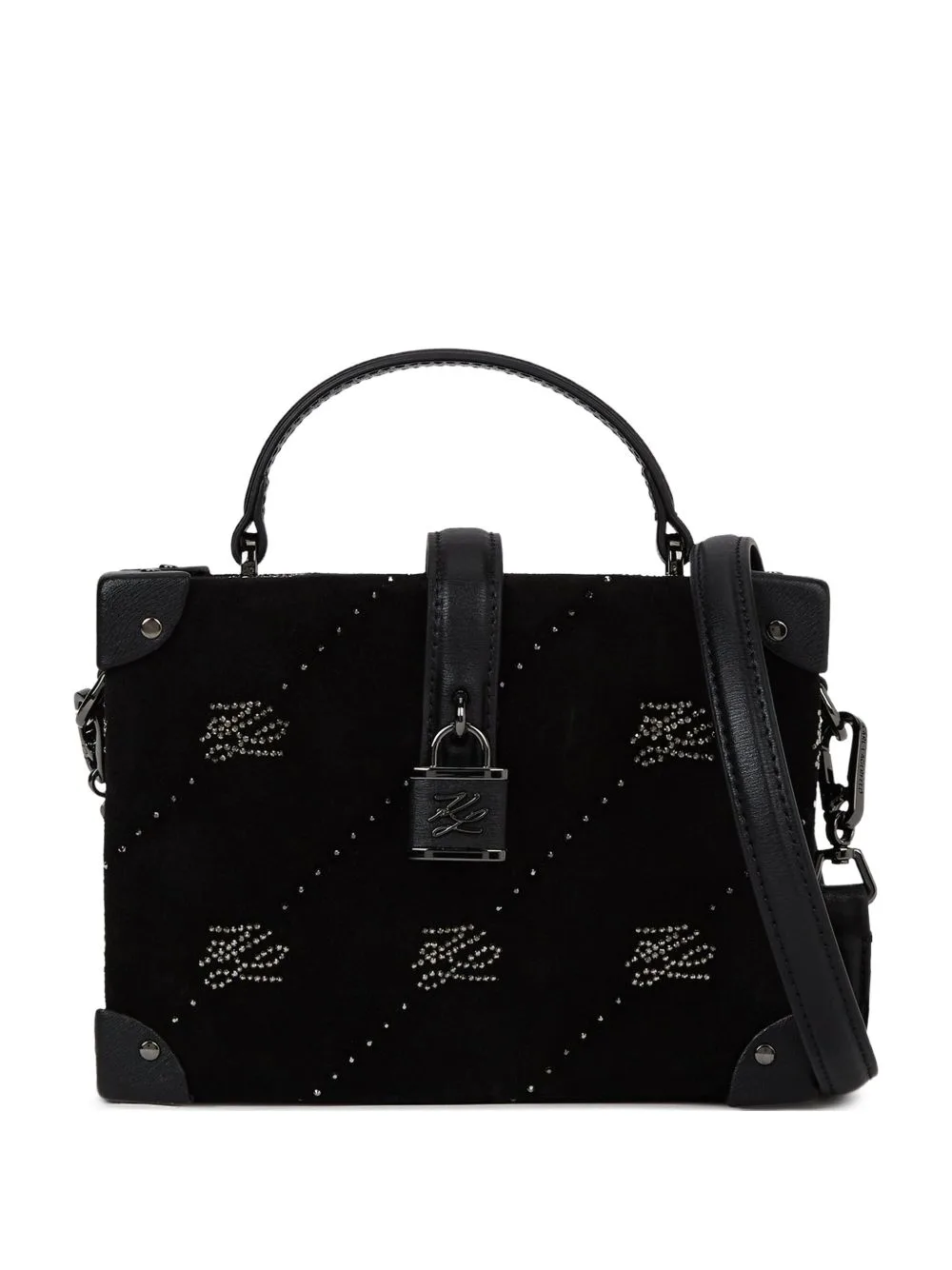 K/Autograph Padlock Rhinestone Trunk Bag by Karl Lagerfeld