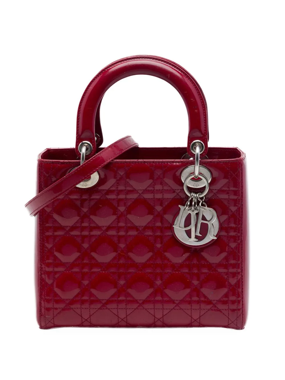 2012 Medium Patent Cannage Lady Dior Satchel by Christian Dior Pre-Owned