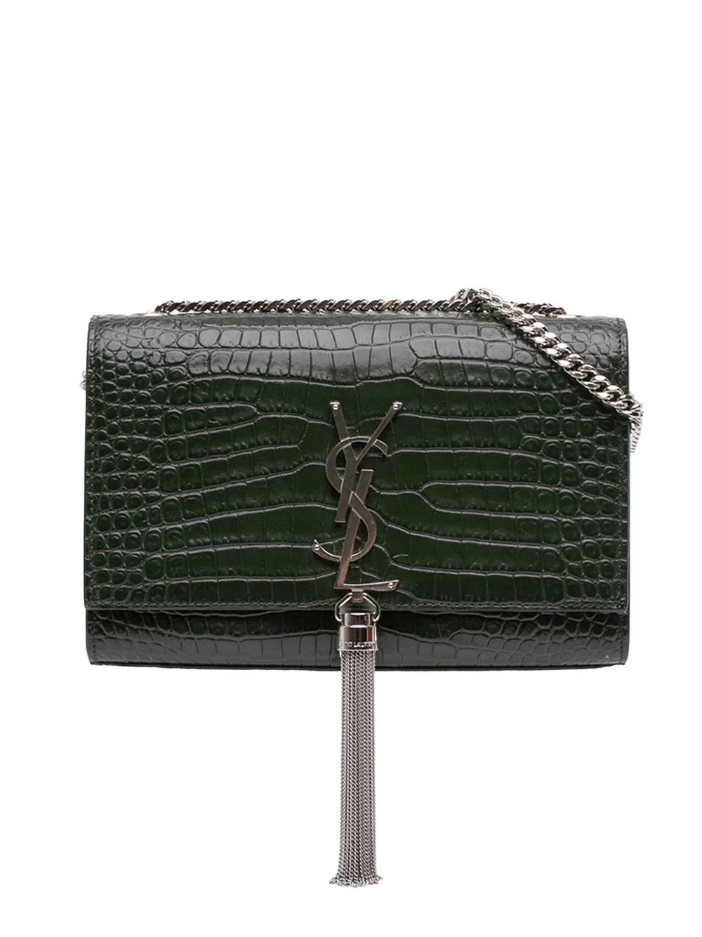 2018 Medium Croc Embossed Leather Kate Tassel Crossbody Bag by Saint Laurent Pre-Owned