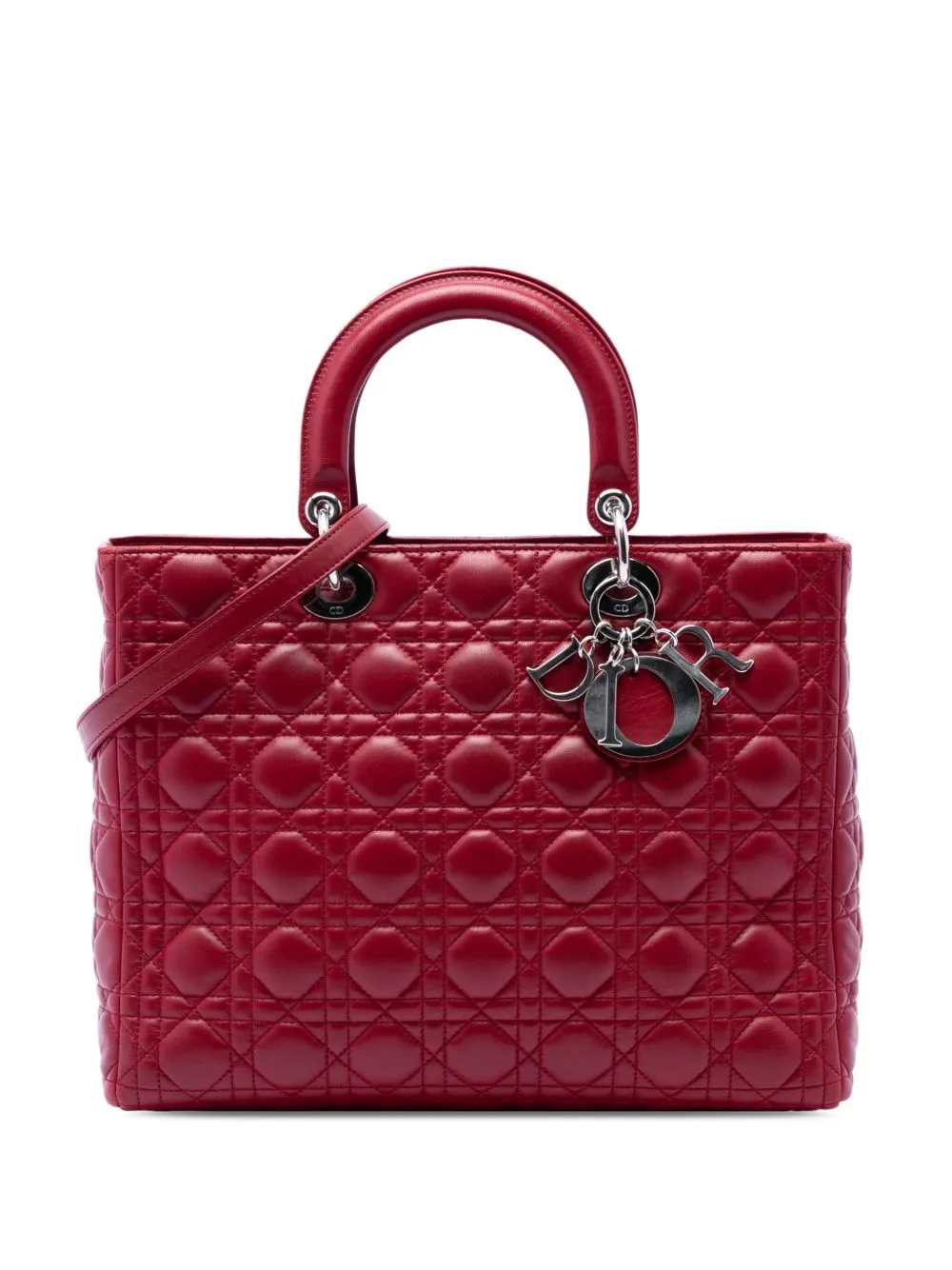2010 Large Lambskin Cannage Lady Dior Satchel by Christian Dior Pre-Owned