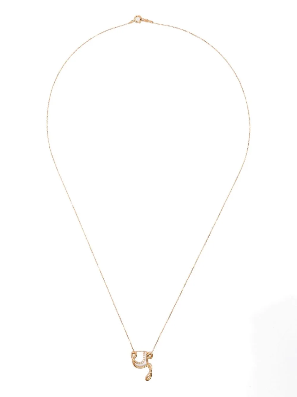 18K Yellow Gold Y Diamond Necklace by Charlotte Chesnais
