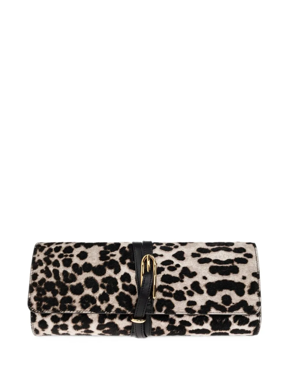 Leopard-Print Buckle-Fastening Clutch Bag by Liffner