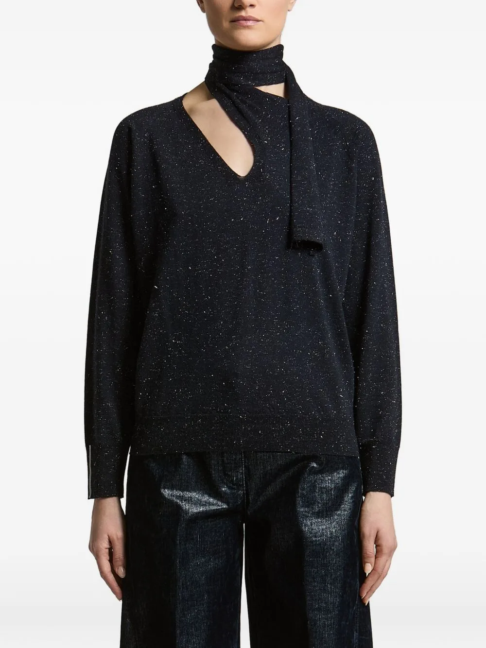Flecked V-Neck Sweater by Peserico