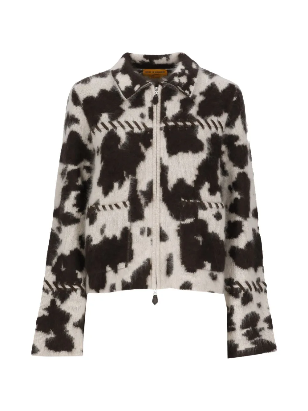 Cow-Print Whipstitch-Trim Jacket by Guest In Residence