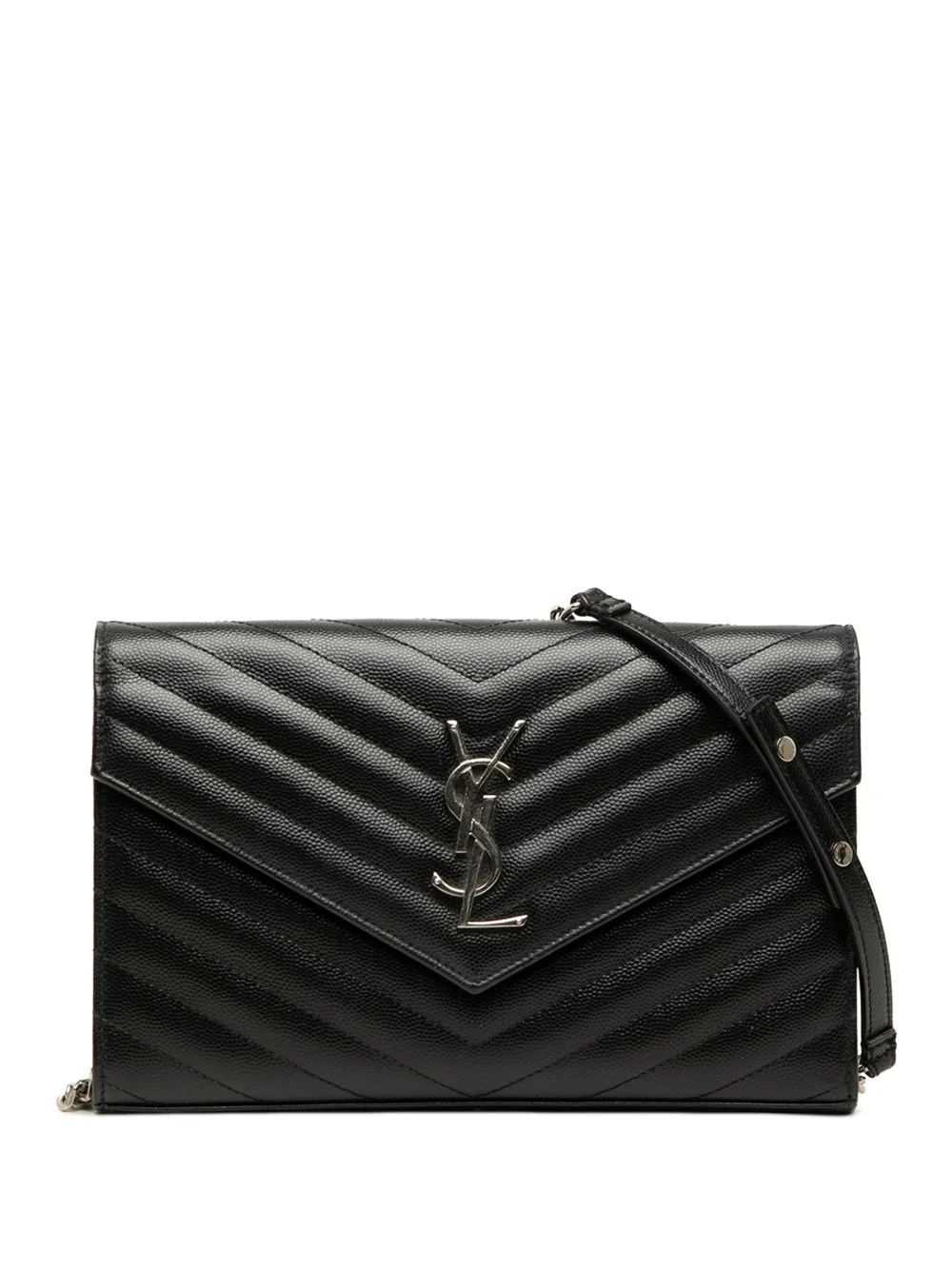 2010-2026 Grain De Poudre Matelasse Chevron Classic Cassandre Chain Wallet Crossbody Bag by Saint Laurent Pre-Owned