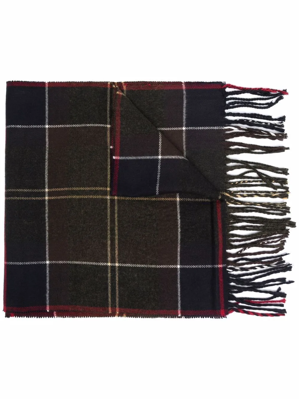 Check-Print Fringed Scarf