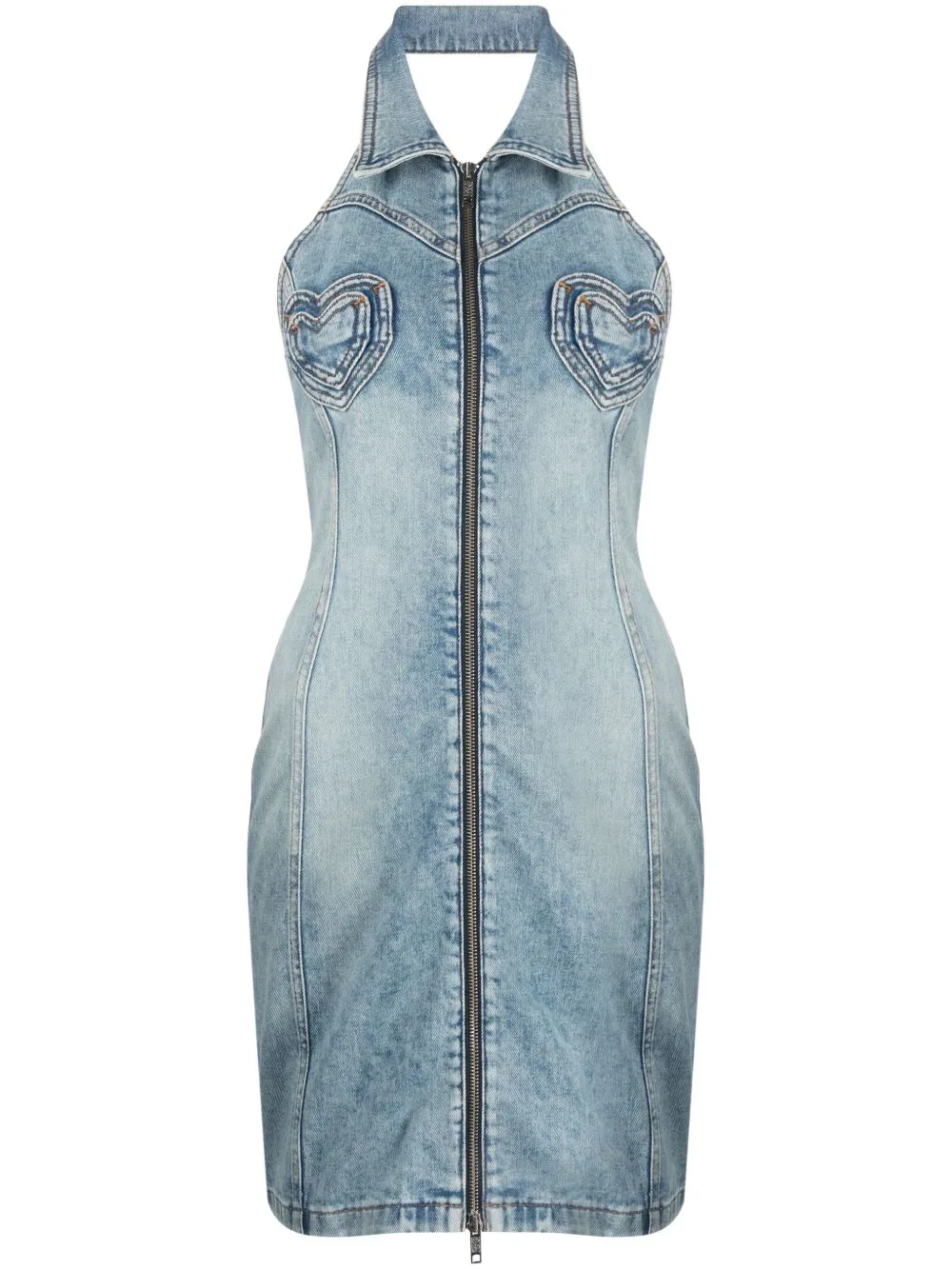 Heart-Panels Denim Minidress by MOSCHINO JEANS