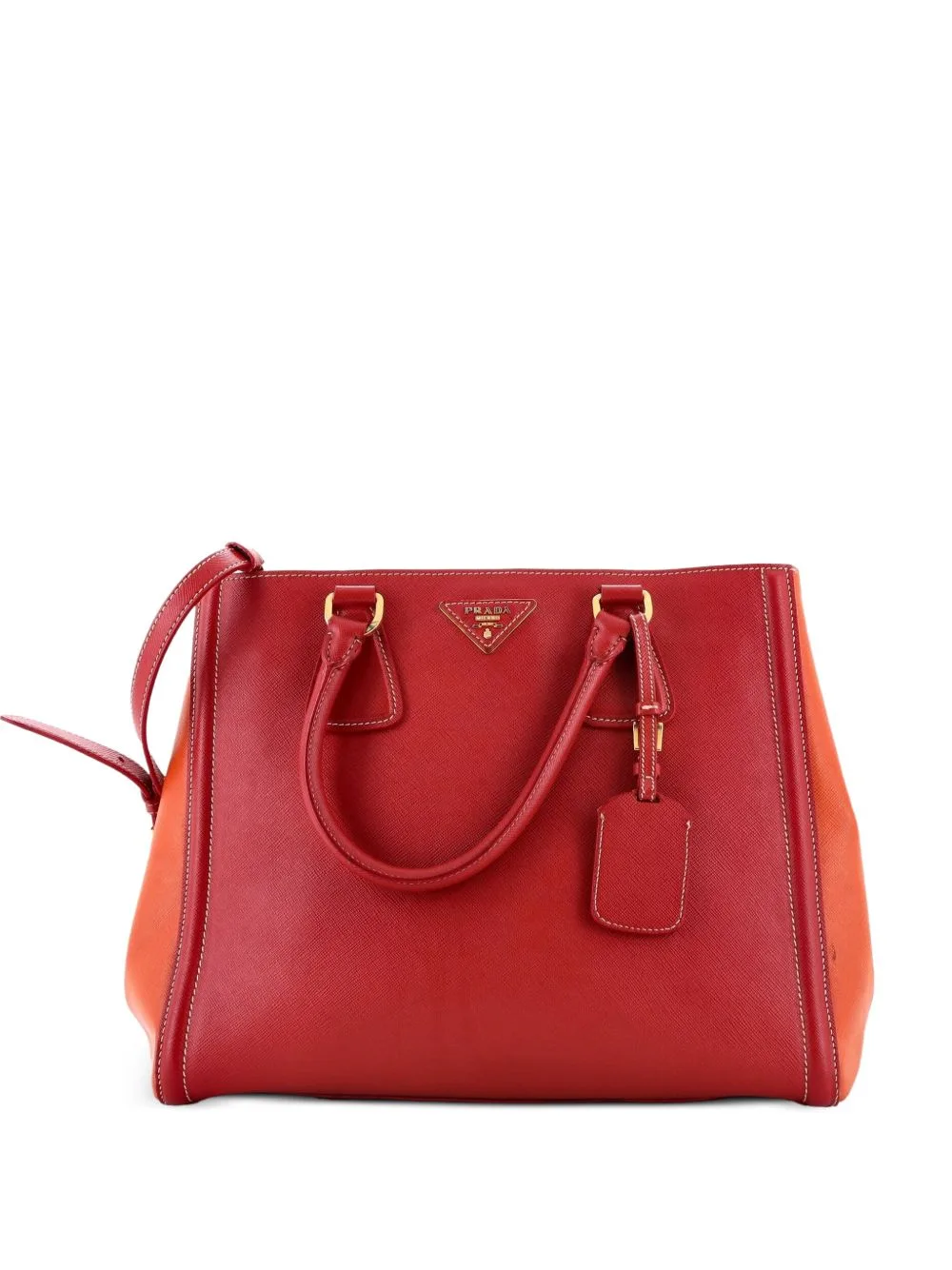 Bicolor Lux Convertible Open Saffiano Leather Medium Tote Bag by Prada Pre-Owned