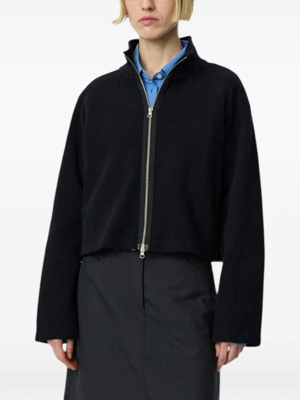 Cropped Zip-Up Sweater by mfpen