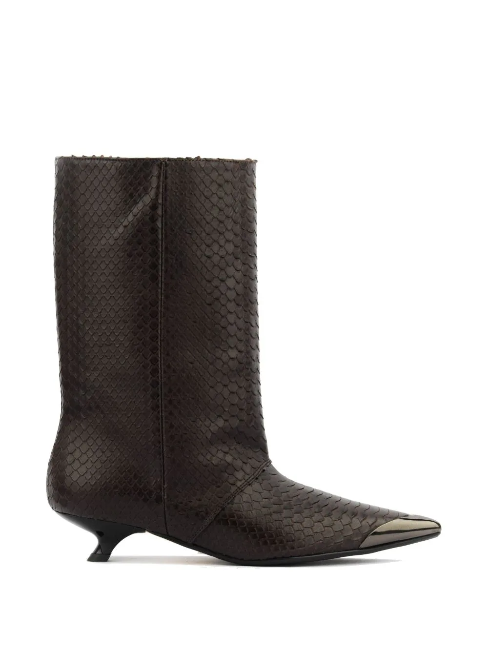 Python-Print Pointed-Toe Ankle Boots by ROTUE