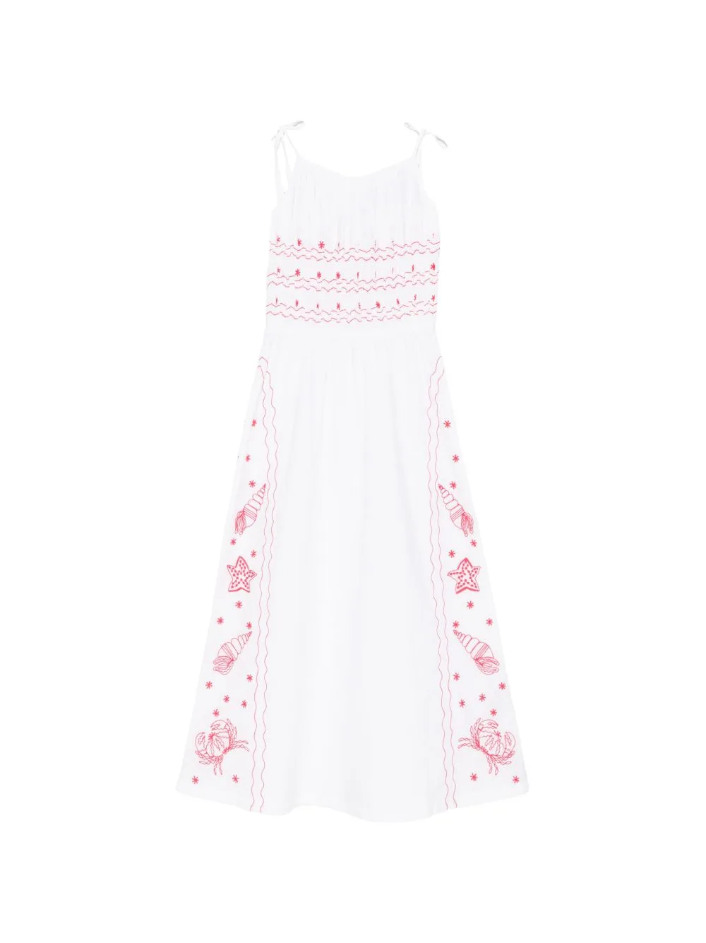 Floral-Embroidered Midi Dress by Maison Labiche