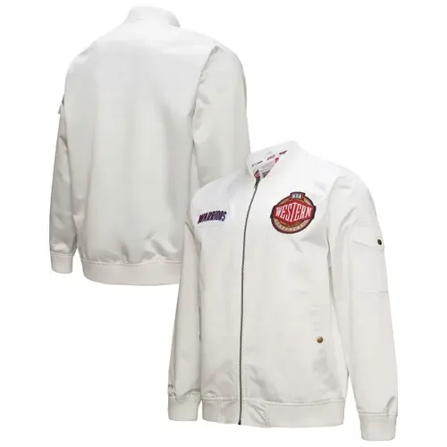 Mitchell & Ness Golden State Warriors Hardwood Classics Nights Team Leader Satin Full-Zip Jacket by Mitchell & Ness