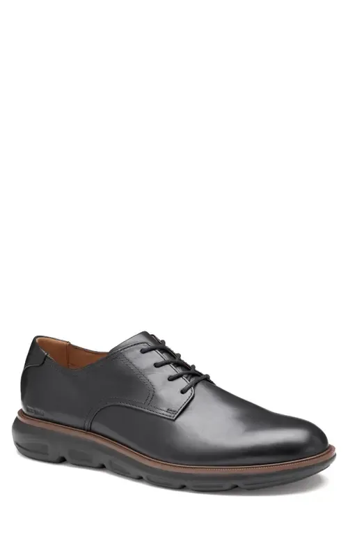 Larkin Plain Toe Derby in Black Italian Calfskin