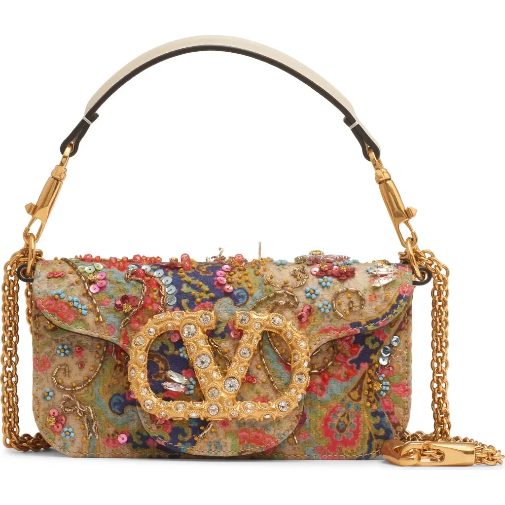 Small Locò VLOGO Beaded Paisley Shoulder Bag