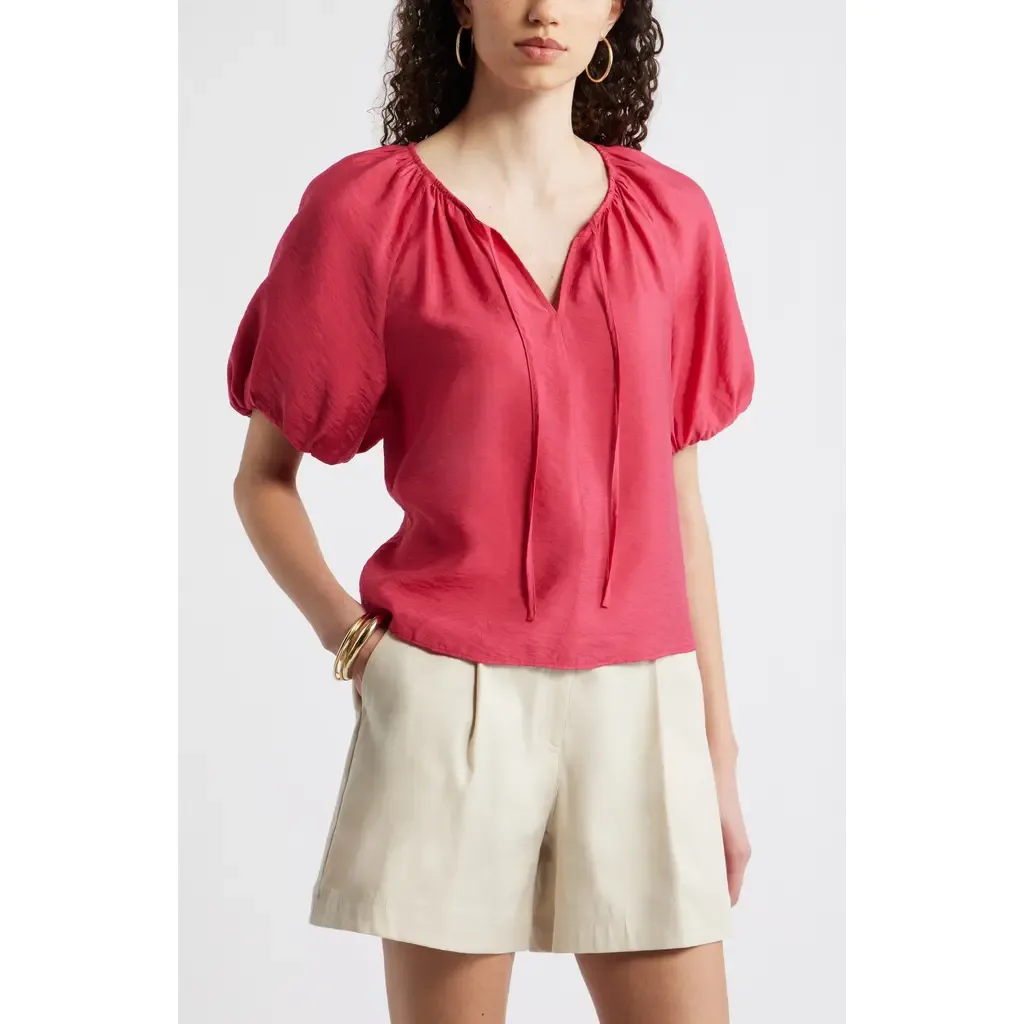 Puff Sleeve V-Neck Shirt by Nordstrom
