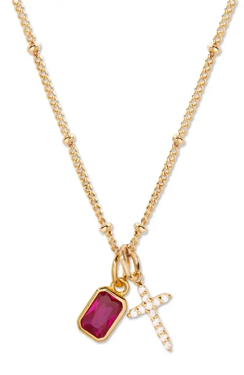 Josephine Cross & Birthstone Pendant Necklace by Brook and York