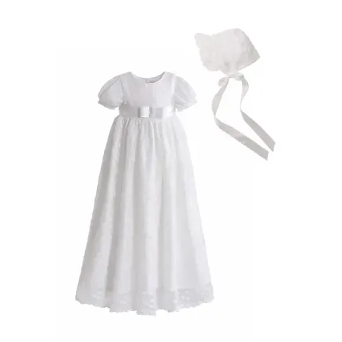 Emmeline Lace Christening Gown & Hat by Tulleen