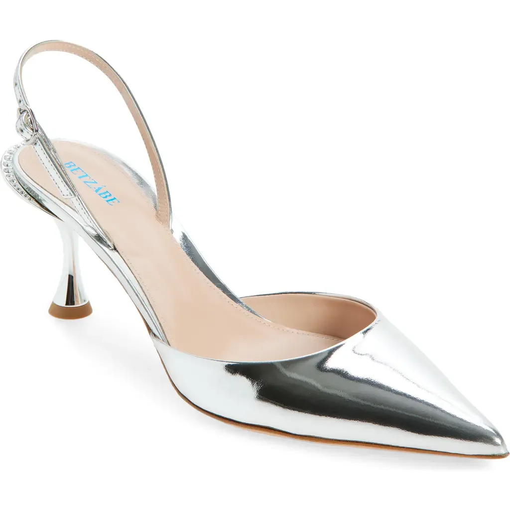 Sofia Crystal Embellished Metallic Slingback Pump by BETZÁBE