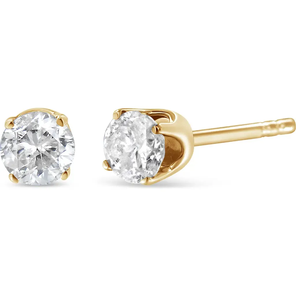 14K Yellow Gold 1/2 Cttw Round-Cut Diamond Solitaire Stud Earrings by Haus of Brilliance