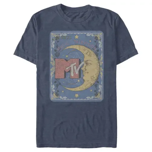 Moon Line Drawing Logo Short Sleeve Graphic T-Shirt by MTV