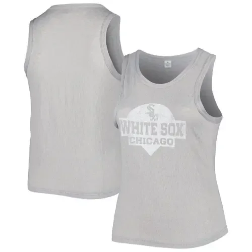 Soft as a Grape Gray Chicago White Sox High Neck Tri-Blend Tank Top by SOFT AS A GRAPE