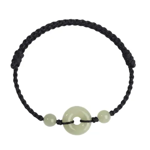 Jade Peace Buckle Woven Bracelet/Anklet by seree