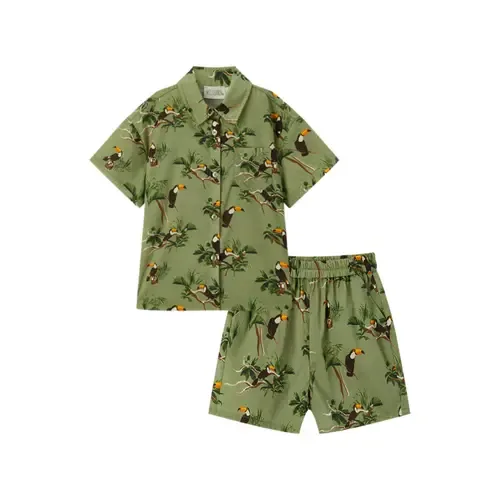 Collar Button-Up Shirt and Shorts Set by MILKBARN