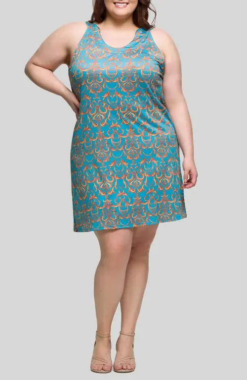 Filigree Print U-Neck Sleeveless Dress by 24seven Comfort Apparel