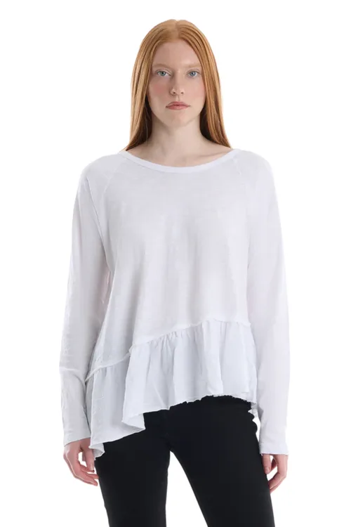 Raglan Long Sleeve Asymmetric Peplum Hem Tee by WILT Clothing