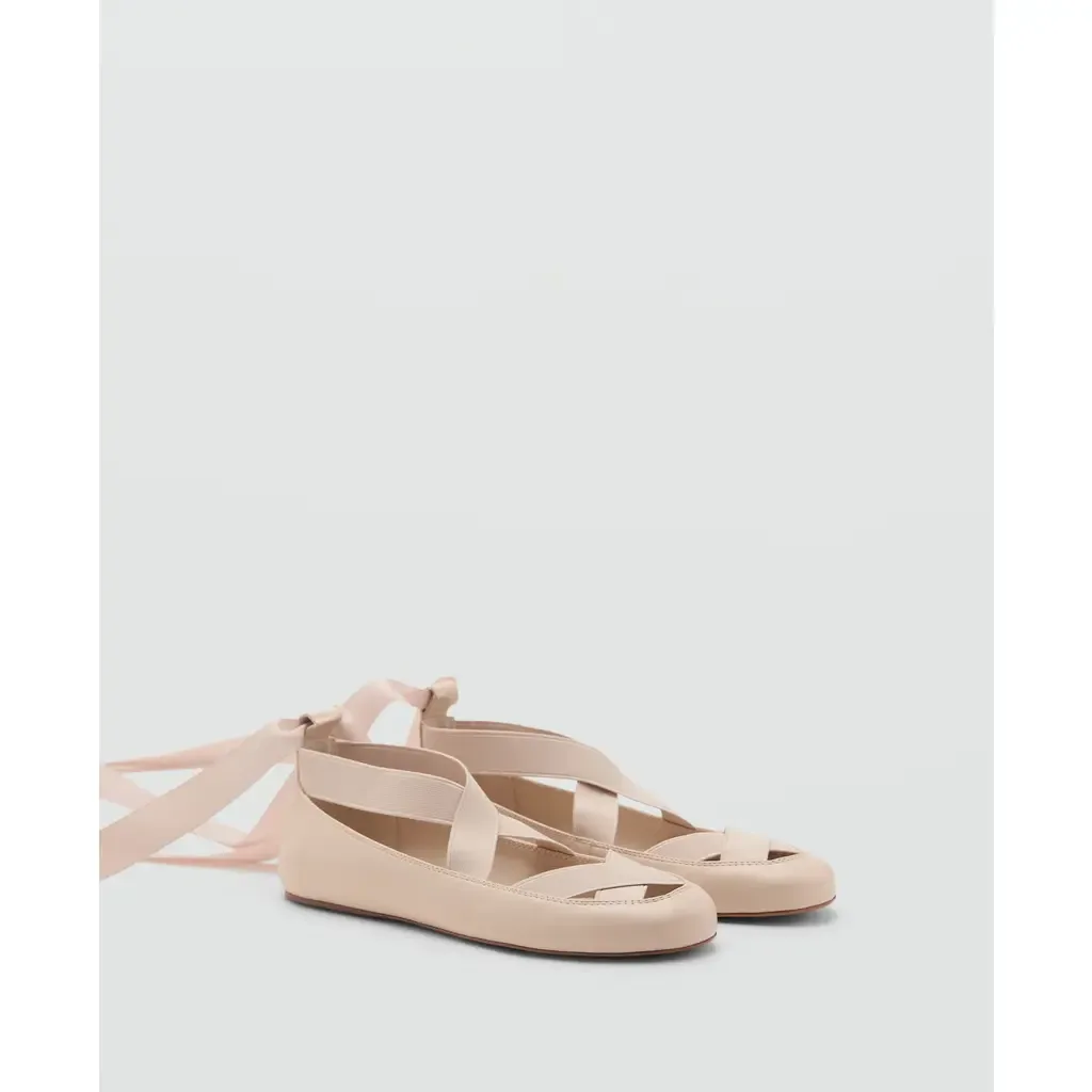 Ankle Wrap Ballet Flat by MANGO