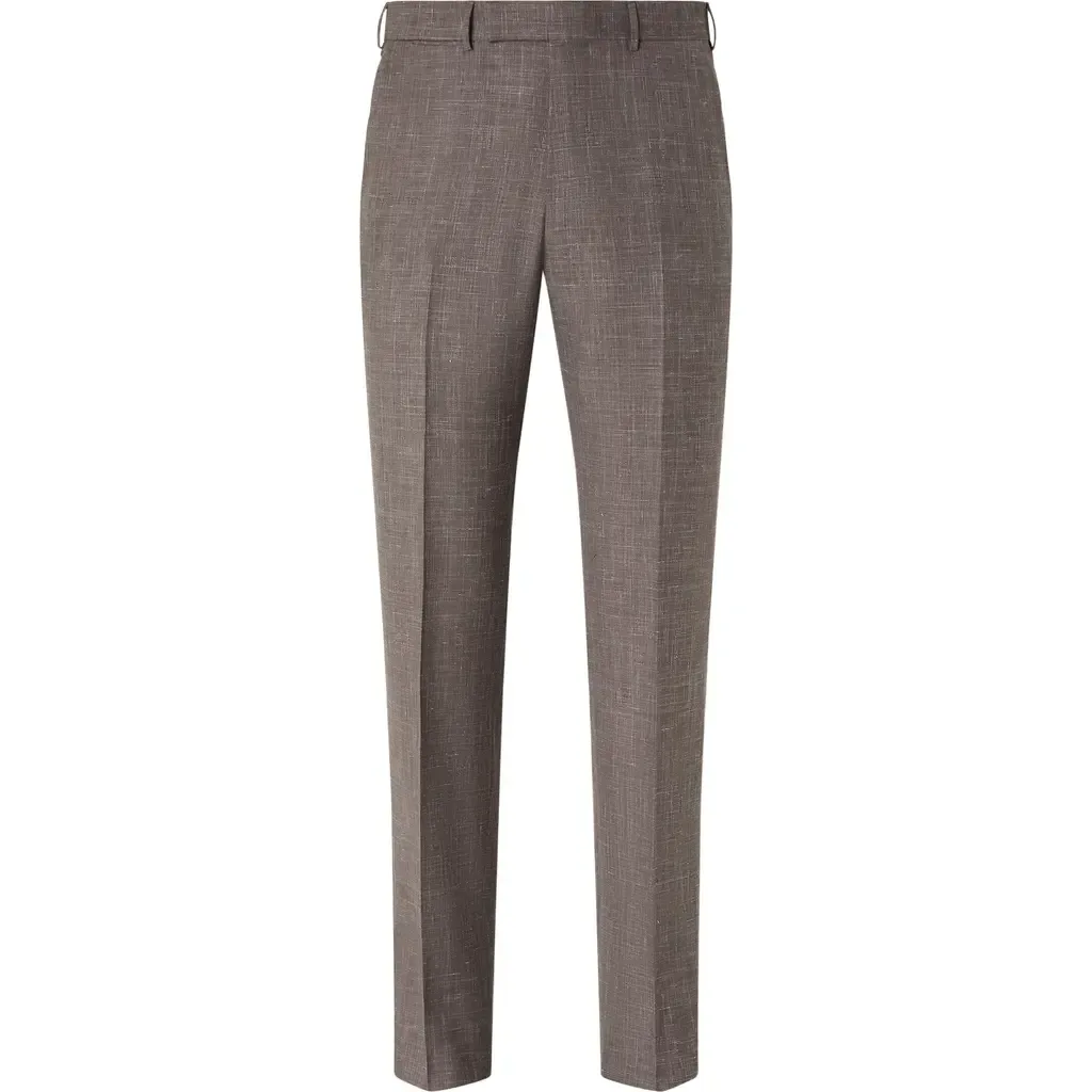 Flat Front Wool, Silk & Linen Trousers by ZEGNA