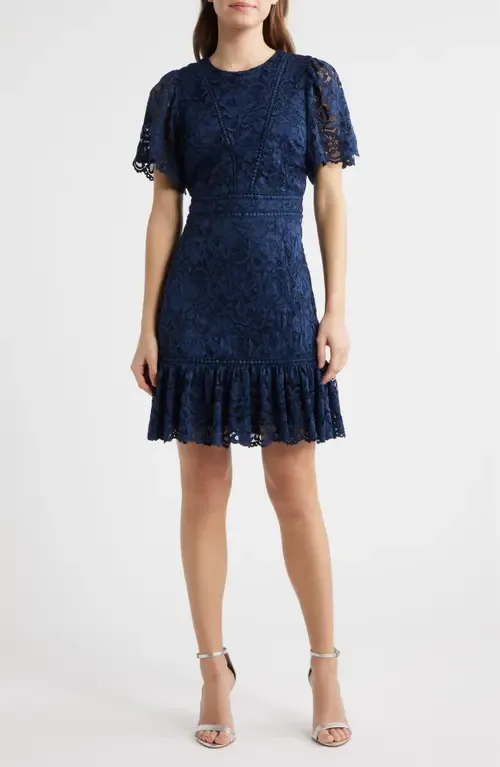 Lace Embroidered Flounce Hem Dress by Sam Edelman