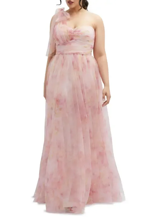 Floral Tulle One-Shoulder Gown by Dessy Collection
