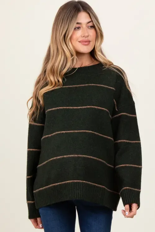 Striped Drop Shoulder Sweater by PinkBlush