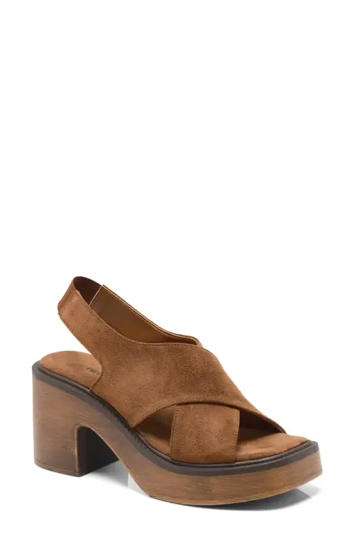Cora Slingback Platform Sandal in Cognac Suede by Free People