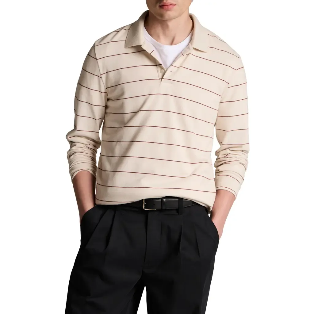 Striped Long Sleeve Polo by Vince