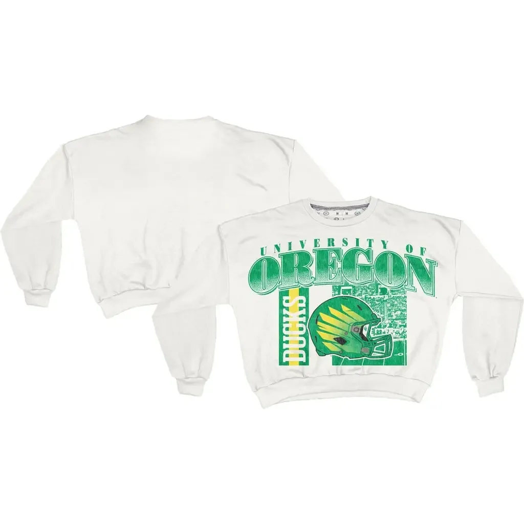 Pressbox Oregon Ducks Oversized Janice Retro Waist-Length Sweatshirt by PRESSBOX