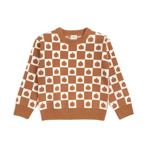 Pumpkin Checkers Sweater by Sweet Wink