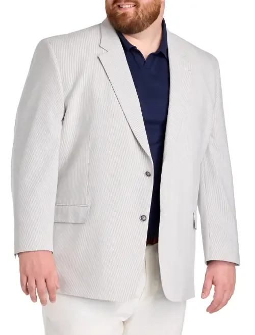 Striped Seersucker Sport Coat by Oak Hill by DXL