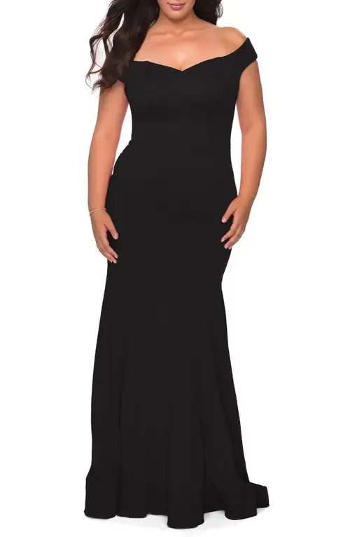 Off the Shoulder Jersey Dress by La Femme