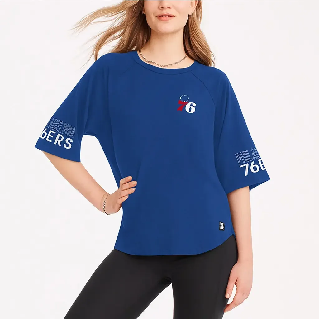 DKNY Sport Royal Philadelphia 76ers Diana Raglan Tri-Blend Oversized T-Shirt by DKNY SPORT