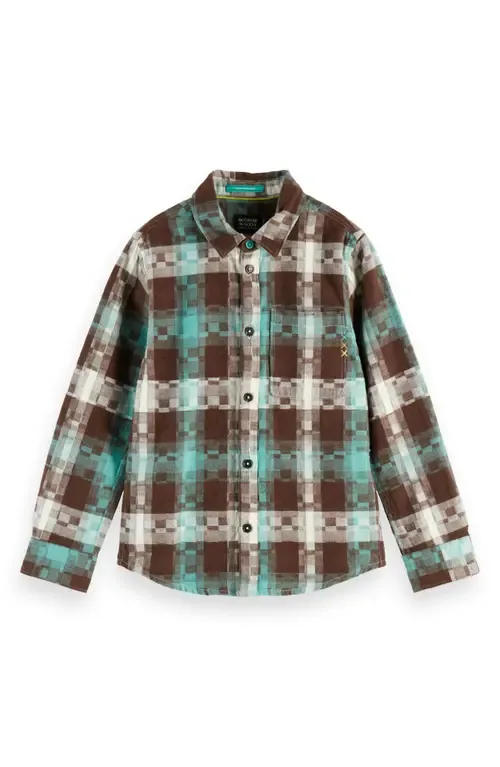 Pixelated Check Cotton Flannel Button-Up Shirt by Scotch & Soda